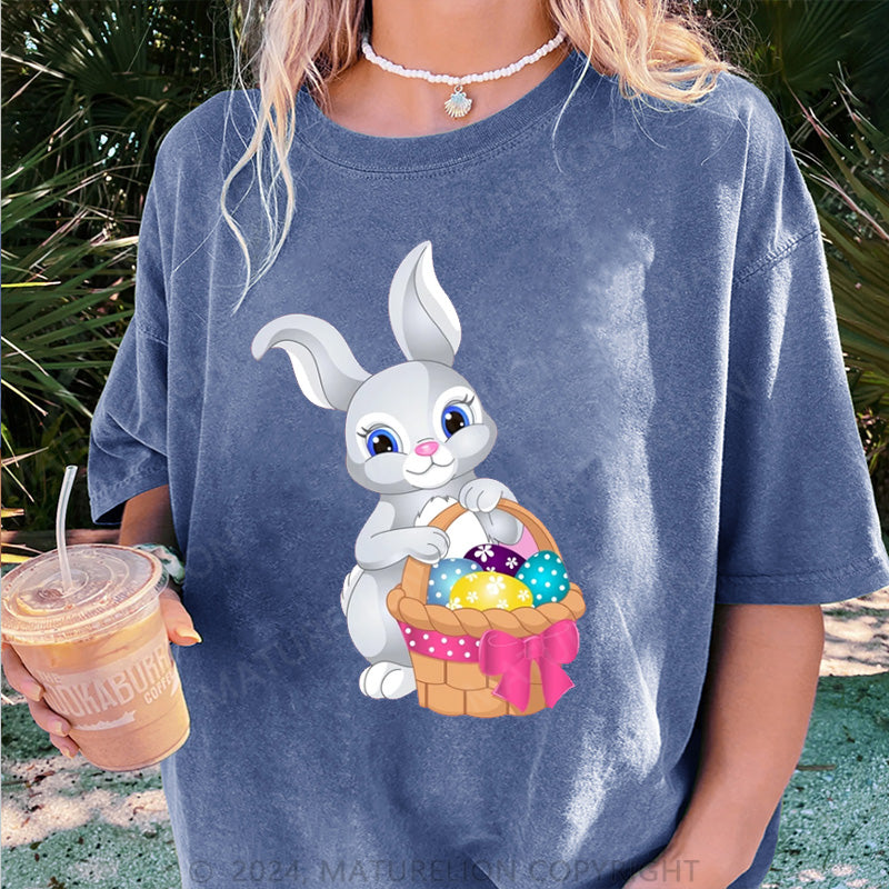 Maturelion Ostern Hase und Eier Damen Gewaschene Vintage T-Shirt