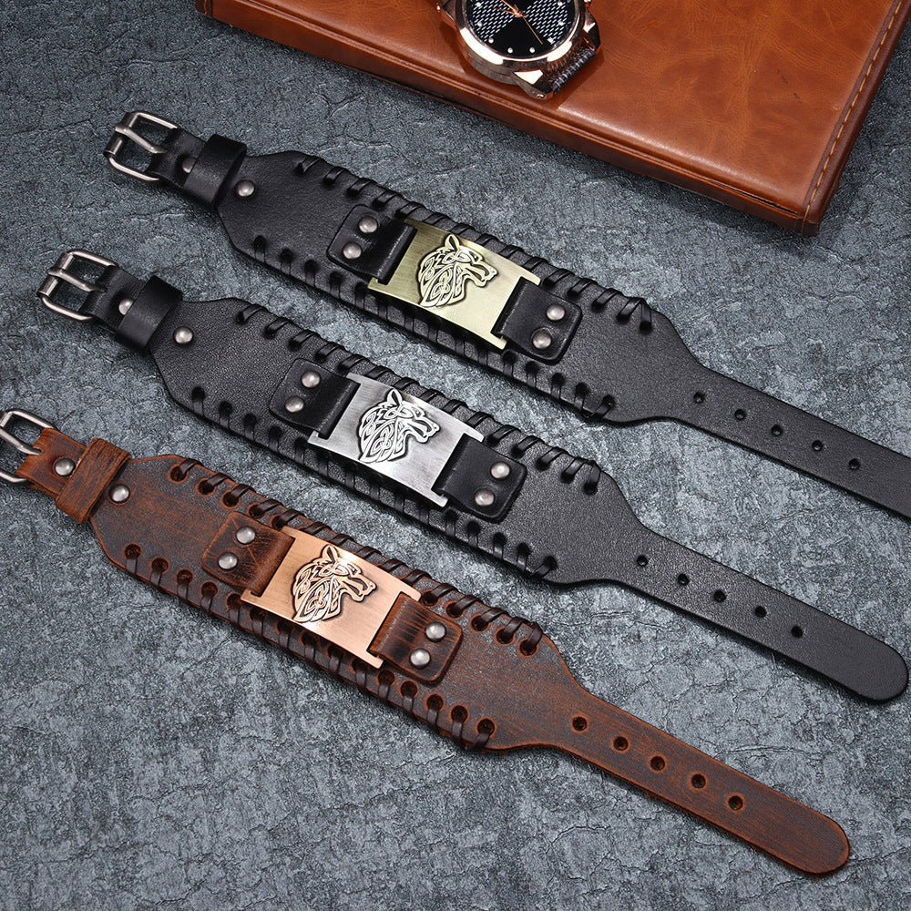 Breites Lederarmband Geflochtenes Armband aus Rindsleder beliebtes Armband