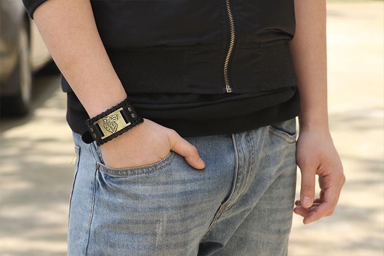 Breites Lederarmband Geflochtenes Armband aus Rindsleder beliebtes Armband