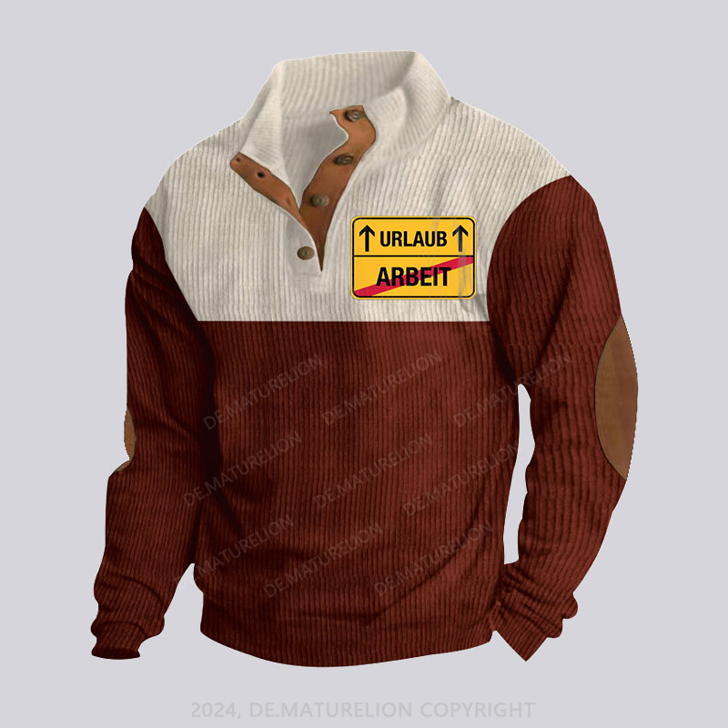 Maturelion Keine Arbeit! Nur Urlaub Stehkragen Knopf Polo Shirt