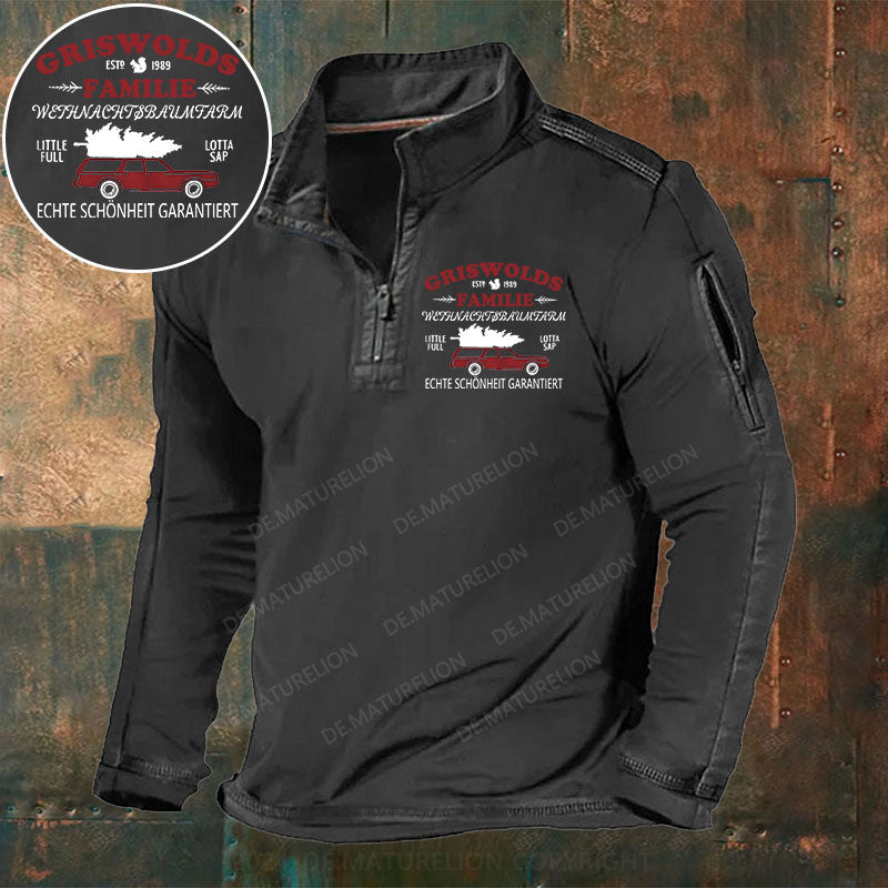 Griswolds Familie Weihnachtsbaumfarm Echte SchöNheit Garantiert Stehkragen Reißverschluss Polo Shirt