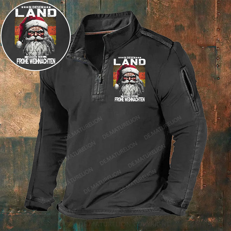 In diesem Land sagen wir Frohe Weihnachten Stehkragen Reißverschluss Polo Shirt