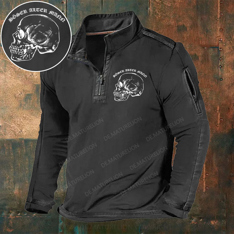 Böser Alter Mann Stehkragen Reißverschluss Polo Shirt