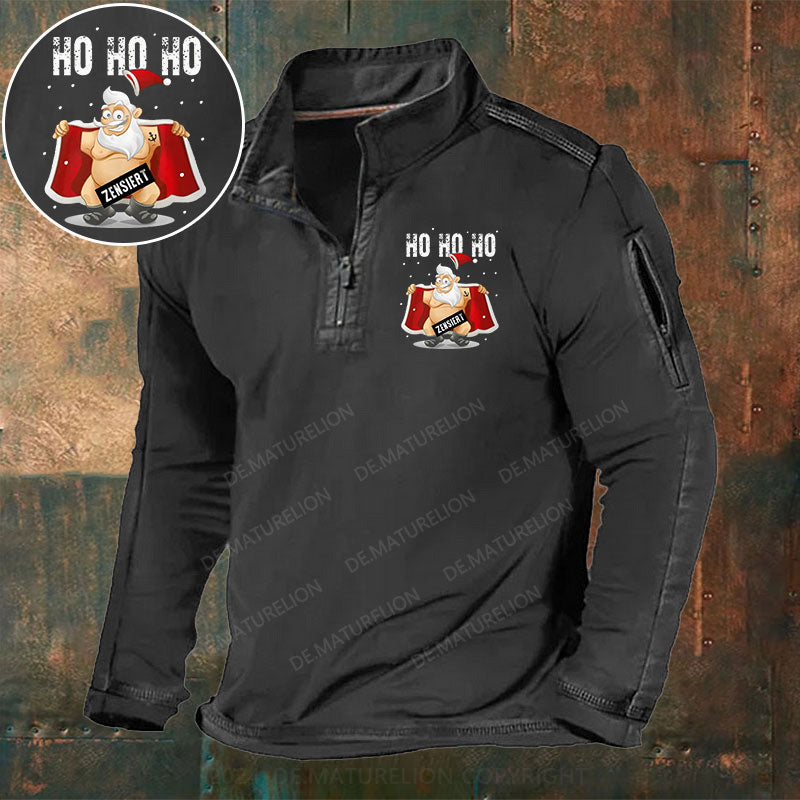 HO HO HO Weihnachten Stehkragen Reißverschluss Polo Shirt