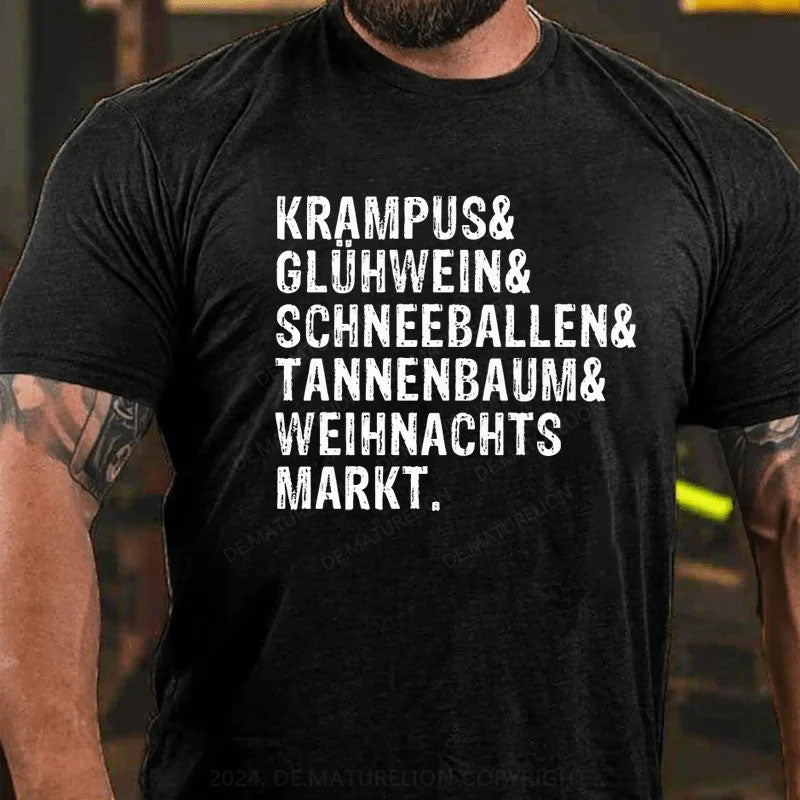 Krampus Glühwein Schneeballen Tannenbaum Weihnachtsmarkt T-Shirt
