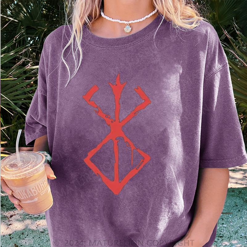 Maturelion Berserker Schädel Damen Gewaschene Vintage T-Shirt