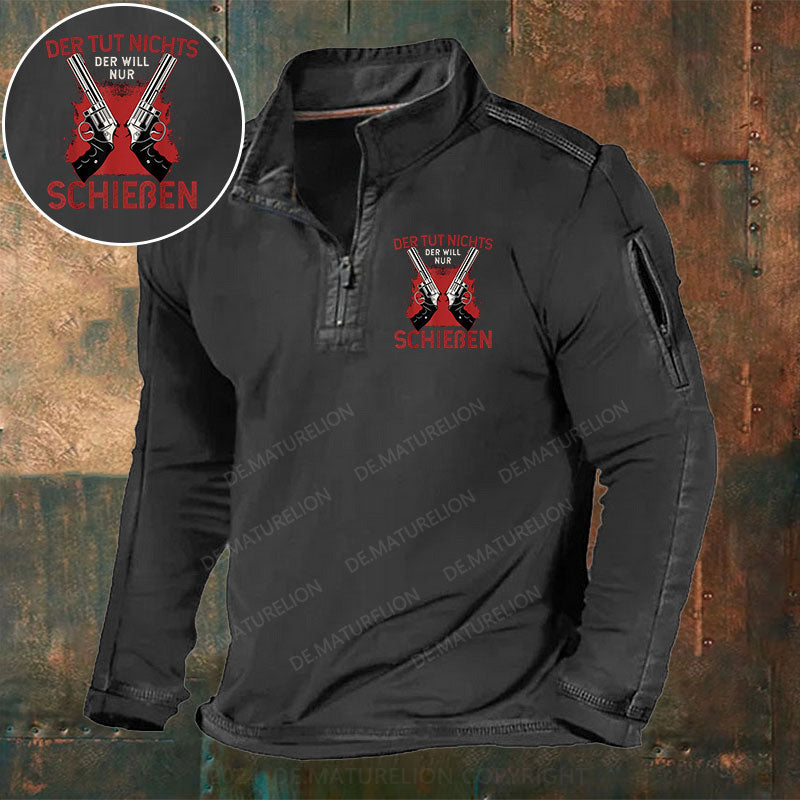 Schützenfest Schießen Schießsport Waffe Sportschütze Stehkragen Reißverschluss Polo Shirt