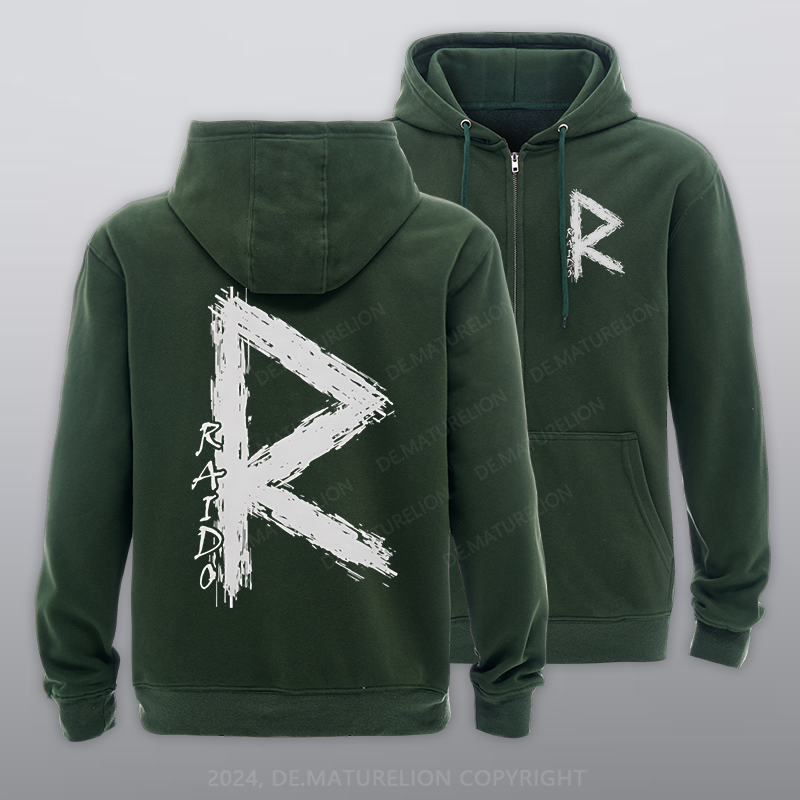 Maturelion Raido Rune Wikinger Reißverschluss Hoodie