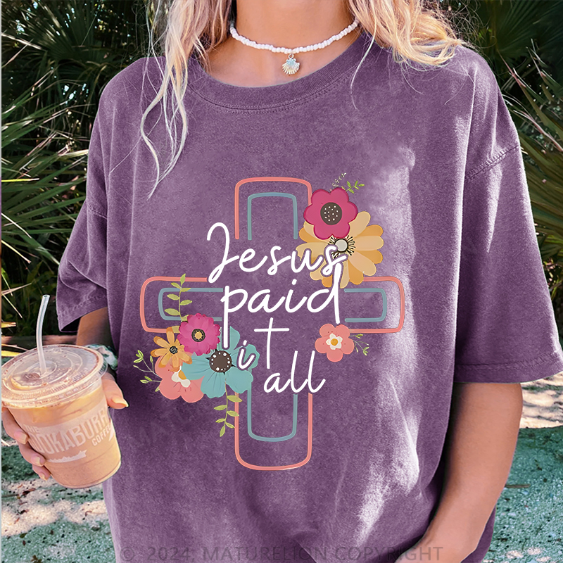 Maturelion Jesus Damen Gewaschene Vintage T-Shirt