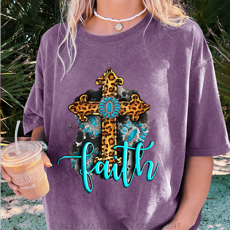Maturelion Die Glaube Damen Gewaschene Vintage T-Shirt