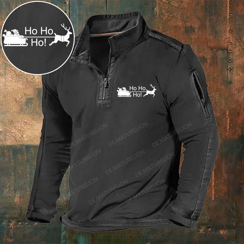 Ho Ho Ho Stehkragen Reißverschluss Polo Shirt