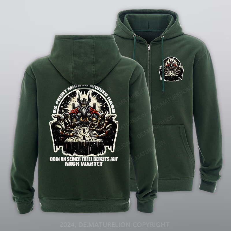 Maturelion Odin wartet an seiner Tafel auf mich Reißverschluss Hoodie