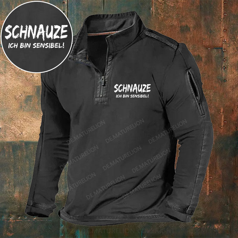 Schnauze Ich Bin Sensibel! Stehkragen Reißverschluss Polo Shirt