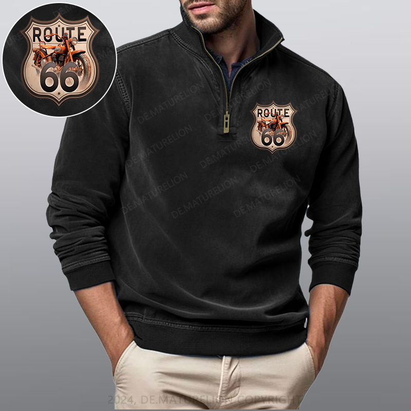 Maturelion Route 66 Stehkragen Poloshirt