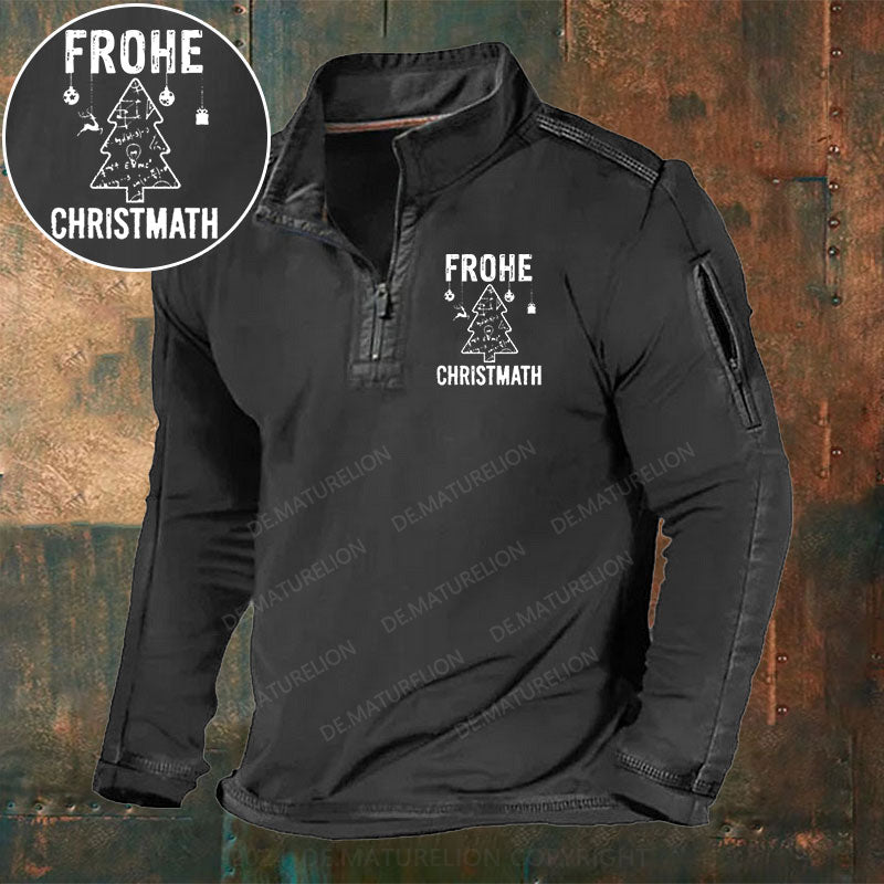 Frohe Christmath Stehkragen Reißverschluss Polo Shirt