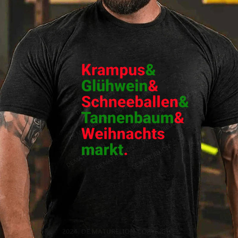 Krampus Glühwein Schneeballen Tannenbaum Weihnachtsmarkt T-Shirt