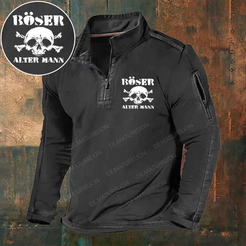 Böser Alter Mann Stehkragen Reißverschluss Polo Shirt