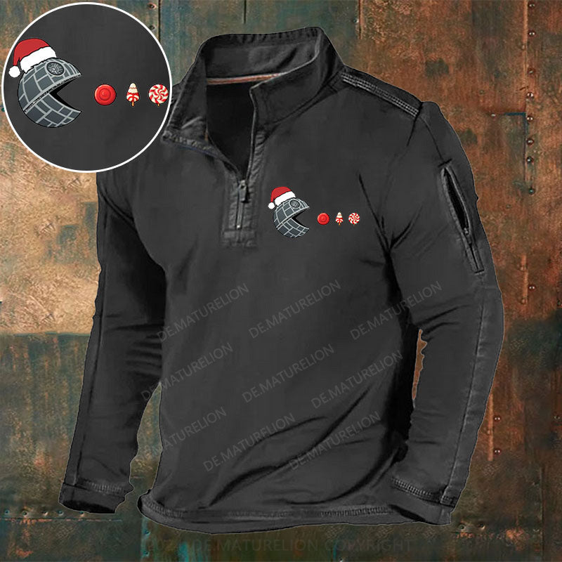 Eis Frohe Weihnachten Stehkragen Reißverschluss Polo Shirt