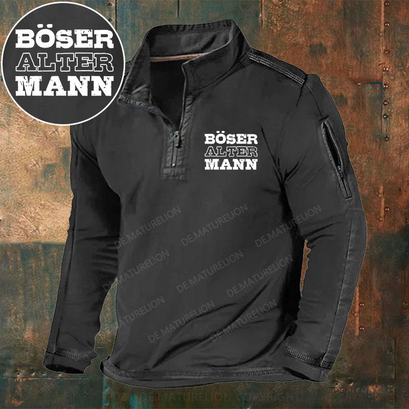 Böser Alter Mann Stehkragen Reißverschluss Polo Shirt
