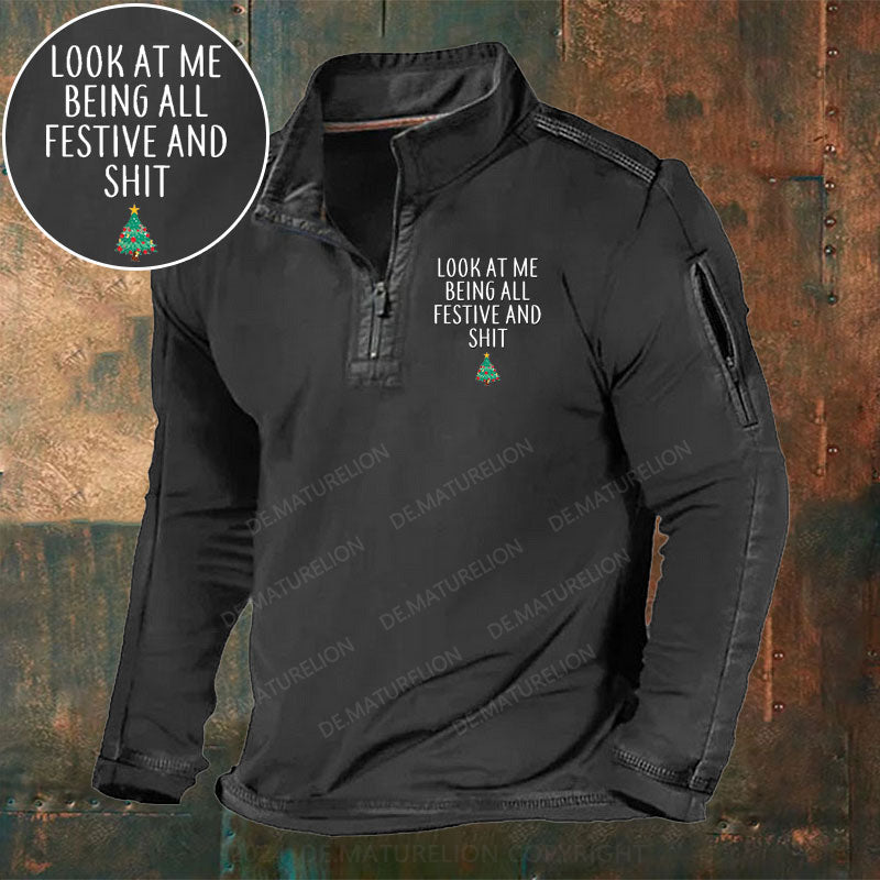 Schau mich an, wie ich so festlich bin und so Stehkragen Reißverschluss Polo Shirt