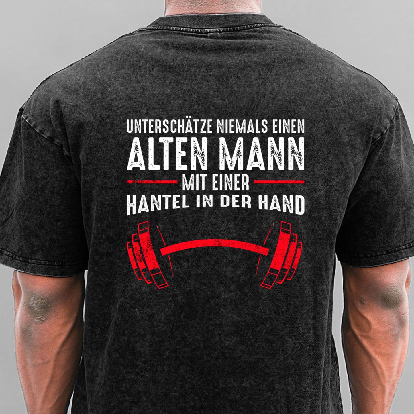 Fitness Retro Männer Gewaschene Vintage T-Shirt