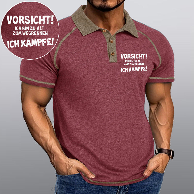 Maturelion Vorsicht Ich Bin Zu Alt Zum Wegrennen Ich Kämpfe Kragen T-Shirt