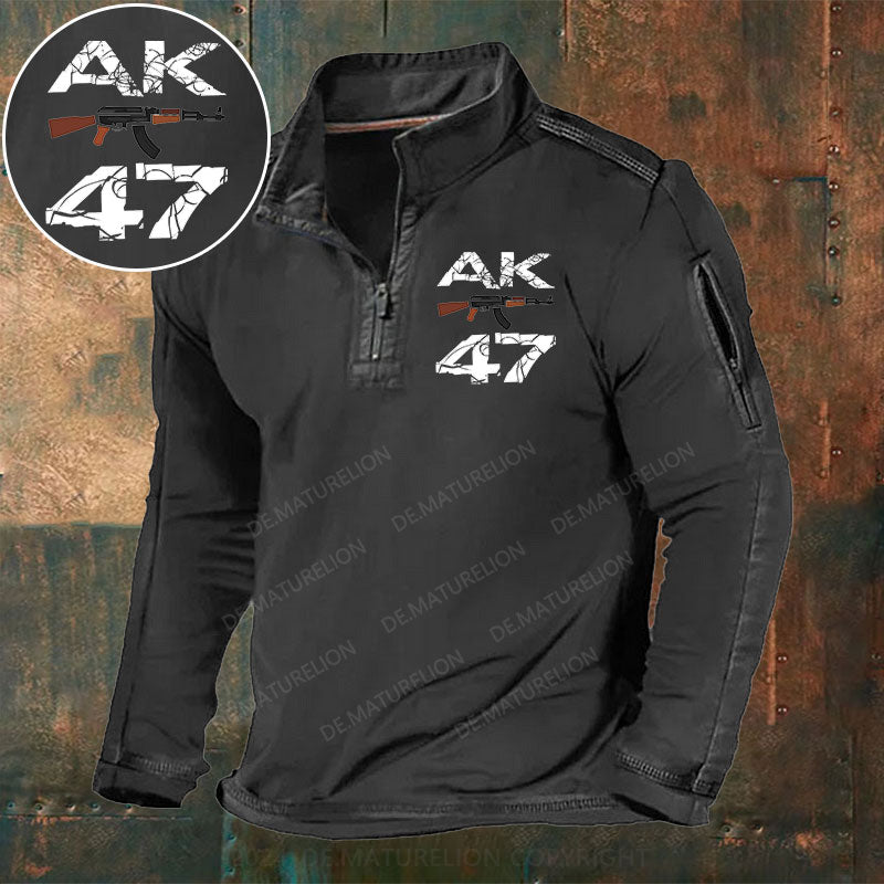AK 47 Stehkragen Reißverschluss Polo Shirt