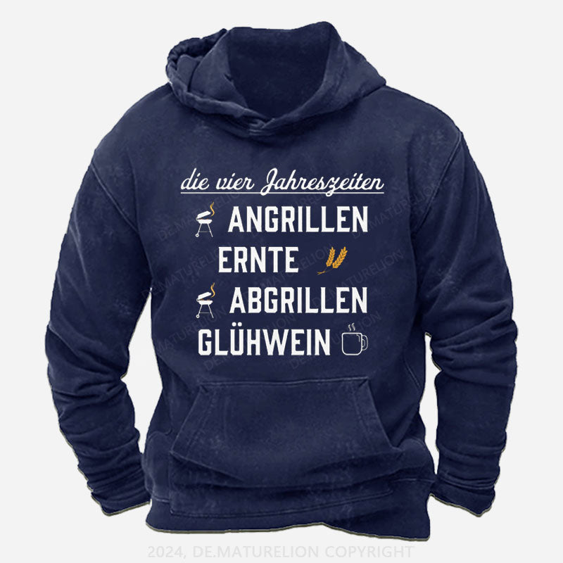 Die vier Jahreszeiten Angrillen Ernte Abgrillen Glühwein Hoodie