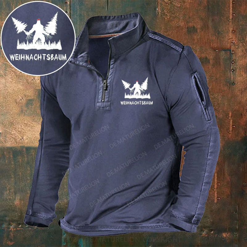 Weihnachtsbaum Stehkragen Reißverschluss Polo Shirt
