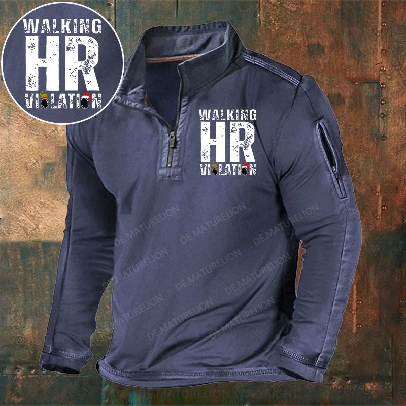 Walking HR Violation Stehkragen Reißverschluss Polo Shirt