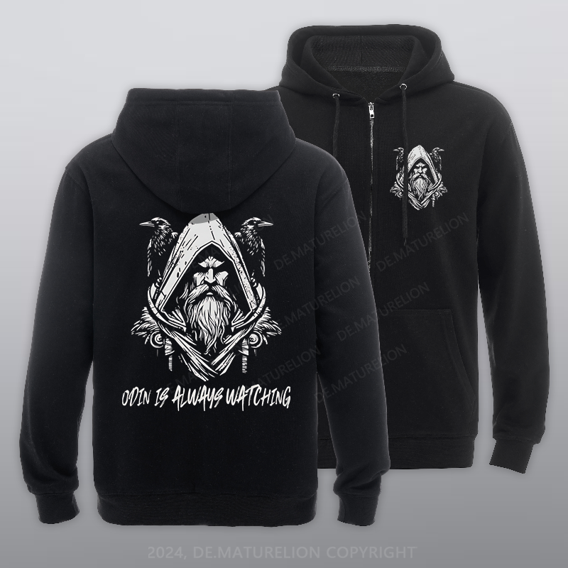 Maturelion Odin is Always watching Reißverschluss Hoodie