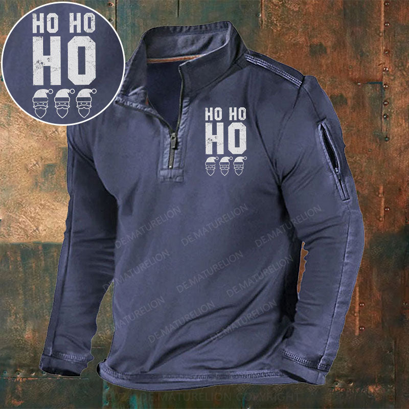 HO HO HO Stehkragen Reißverschluss Polo Shirt
