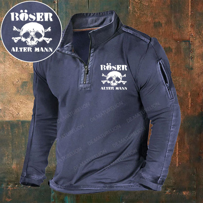 Böser Alter Mann Stehkragen Reißverschluss Polo Shirt