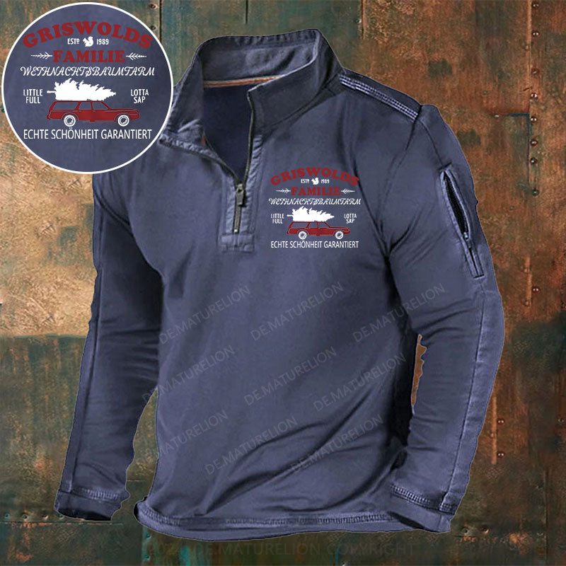 Griswolds Familie Weihnachtsbaumfarm Echte SchöNheit Garantiert Stehkragen Reißverschluss Polo Shirt