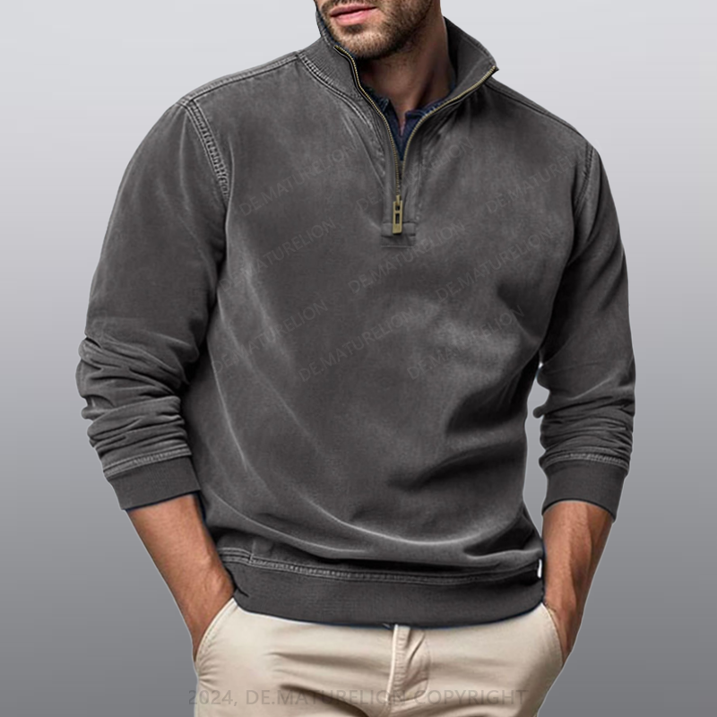 Maturelion Männer Stehkragen Poloshirt