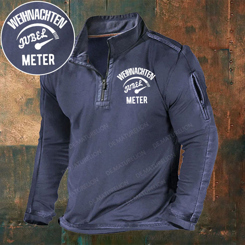 Weihnachten Jubel Meter Stehkragen Reißverschluss Polo Shirt