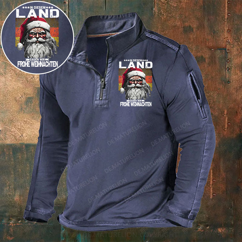 In diesem Land sagen wir Frohe Weihnachten Stehkragen Reißverschluss Polo Shirt