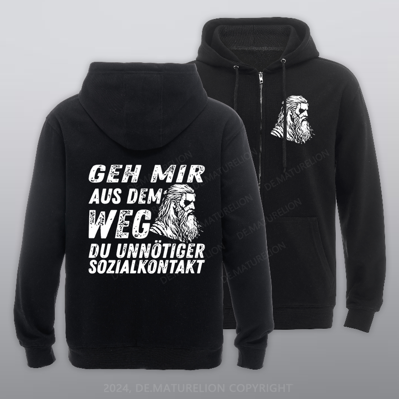 Maturelion Geh mir aus dem Weg du unnötiger Sozialkontakt Reißverschluss Hoodie
