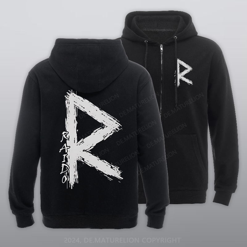 Maturelion Raido Rune Wikinger Reißverschluss Hoodie