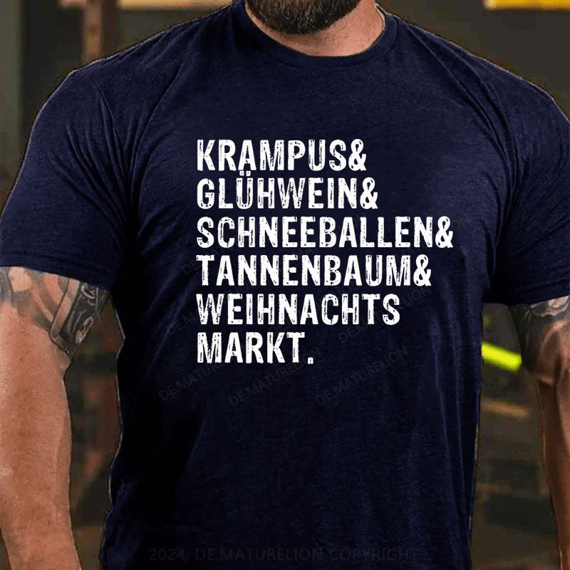 Krampus Glühwein Schneeballen Tannenbaum Weihnachtsmarkt T-Shirt