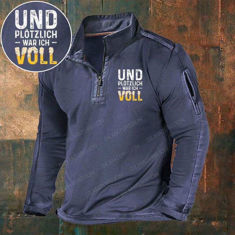 Und Plötzlich War Ich Voll Stehkragen Reißverschluss Polo Shirt