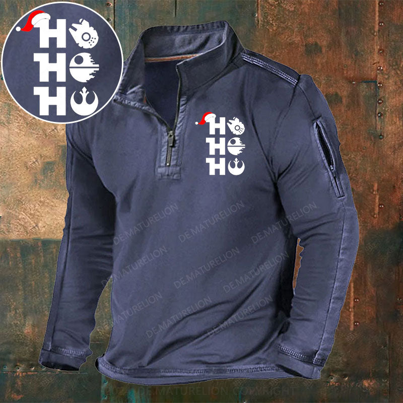 Ho Ho Ho Stehkragen Reißverschluss Polo Shirt