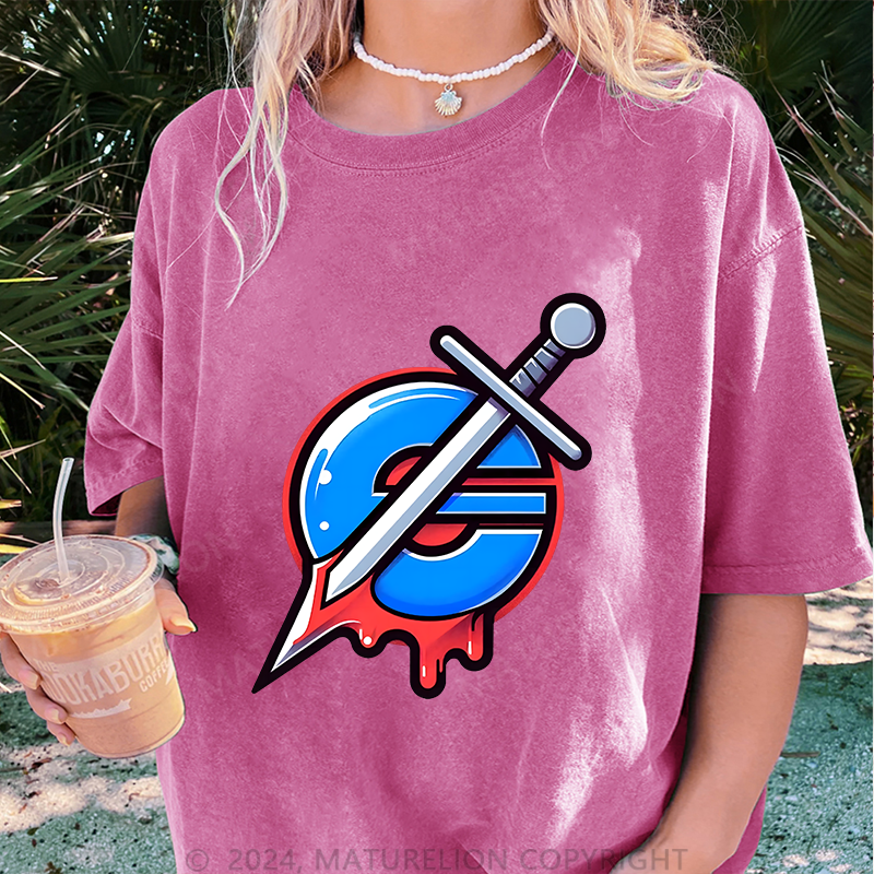 Maturelion IE Damen Gewaschene Vintage T-Shirt