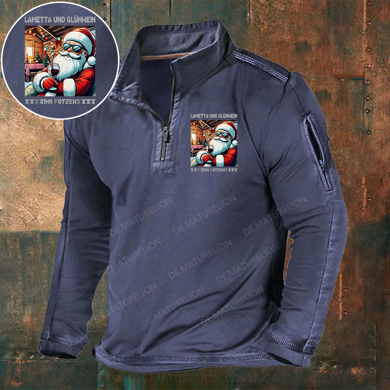 Lametta Und Glühwein Ihr Fotzen Stehkragen Reißverschluss Polo Shirt