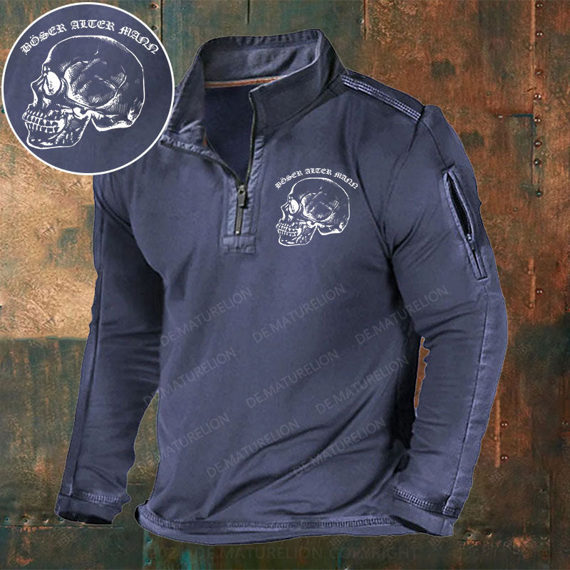 Böser Alter Mann Stehkragen Reißverschluss Polo Shirt
