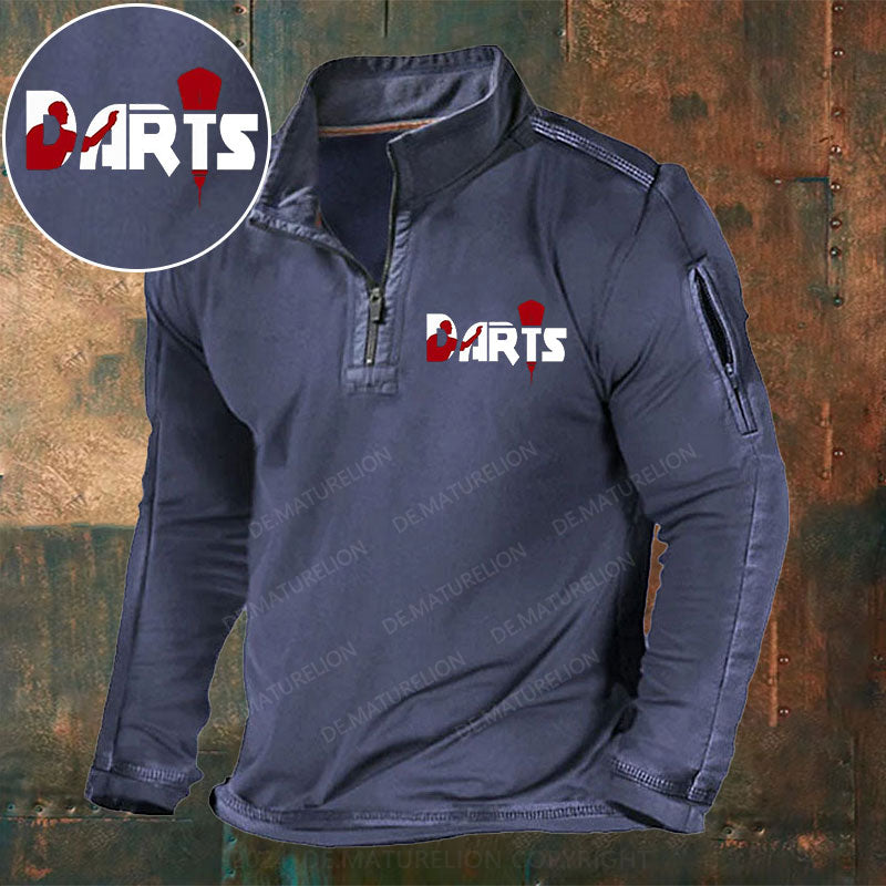Darts Sport Stehkragen Reißverschluss Polo Shirt