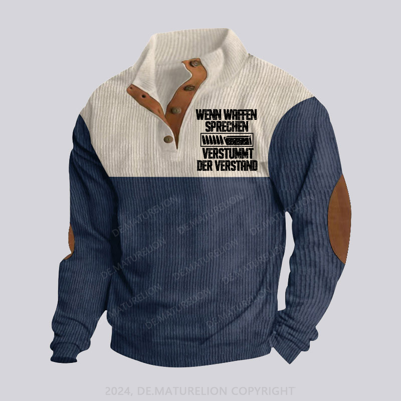 Maturelion Wenn Waffen sprechen, verstummt der Verstand Stehkragen Knopf Polo Shirt