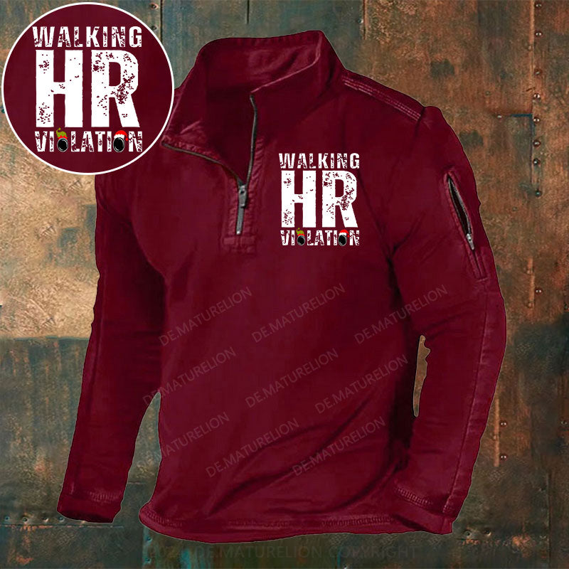 Walking HR Violation Stehkragen Reißverschluss Polo Shirt