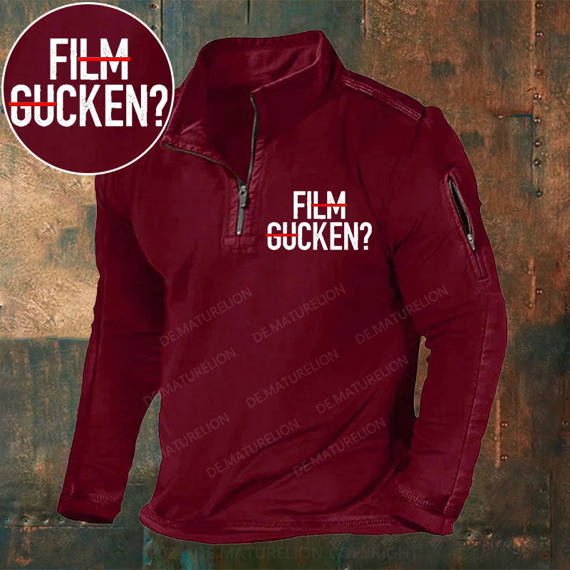 Film Gucken Stehkragen Reißverschluss Polo Shirt