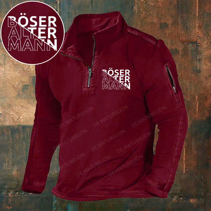 Böser Alter Mann Stehkragen Reißverschluss Polo Shirt